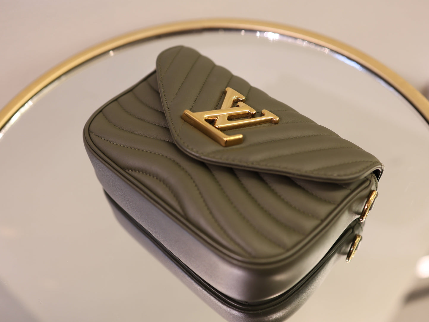 Louis Vuitton Green Khaki Leather Multi Pochette New Wave Bag