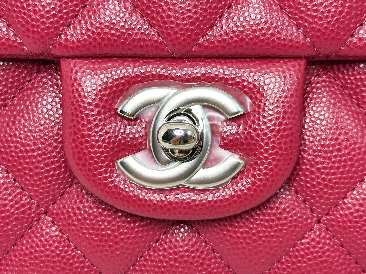 Chanel Flap Clutch Bag Red Caviar SHW 2645 holo card