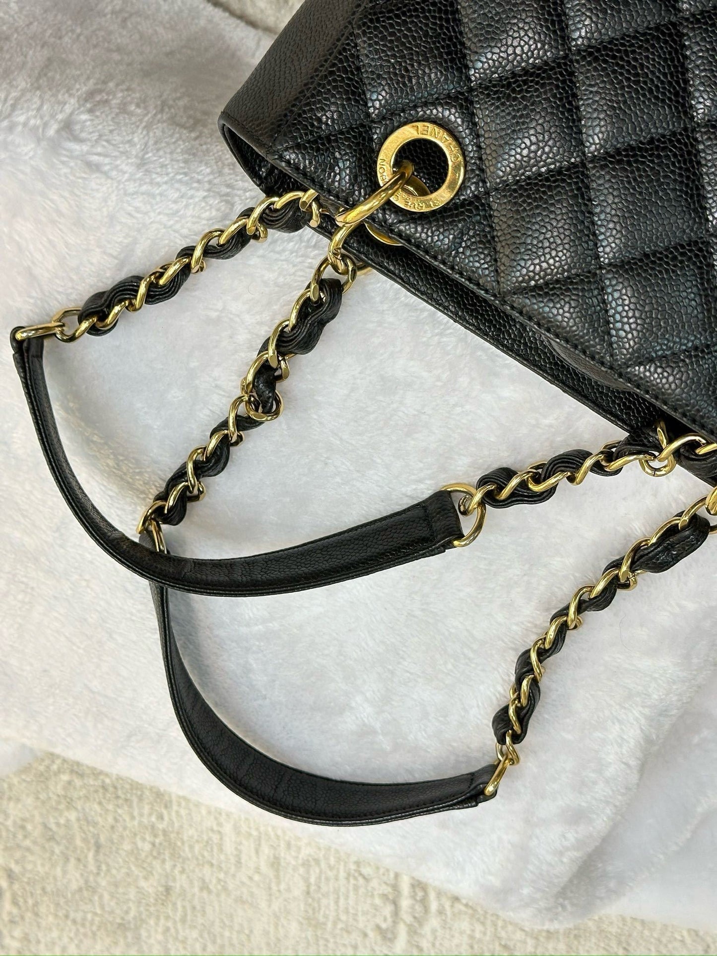 Chanel Caviar Quilted Petit Shopping Tote PST Black