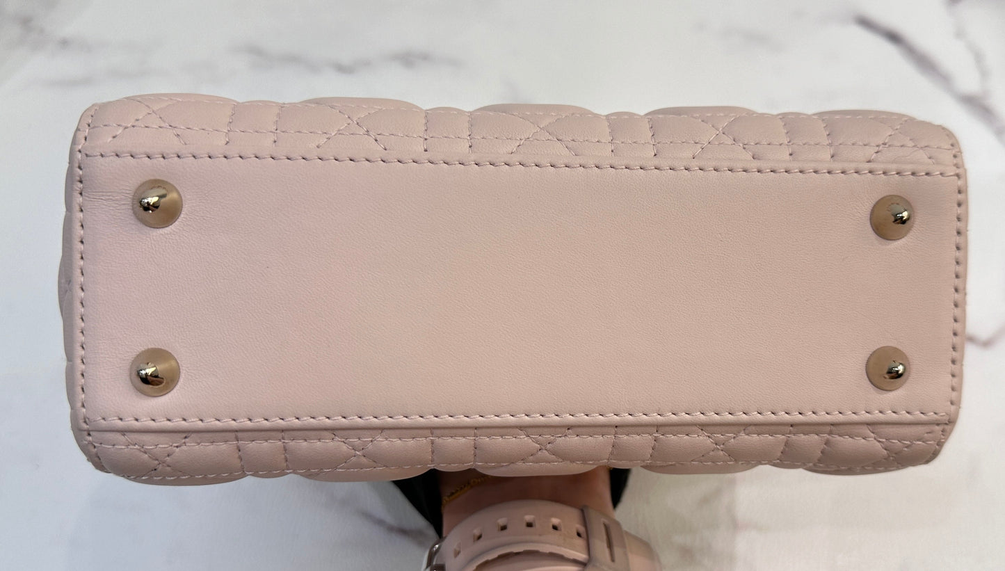 DIOR Lambskin Cannage Small Lucky Badges My Lady Dior Pink