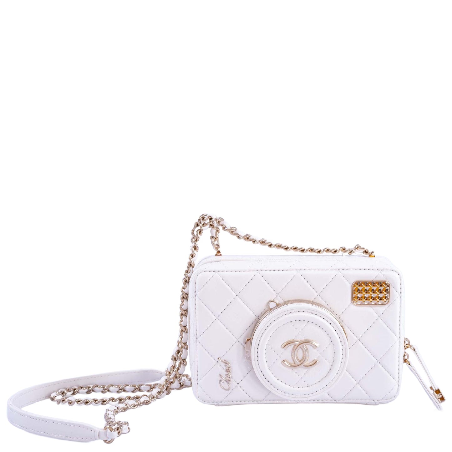 24S Chanel Collectible Runway Camera White Mirror Crossbody Bag