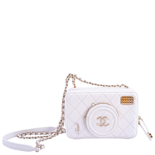 24S Chanel Collectible Runway Camera White Mirror Crossbody Bag