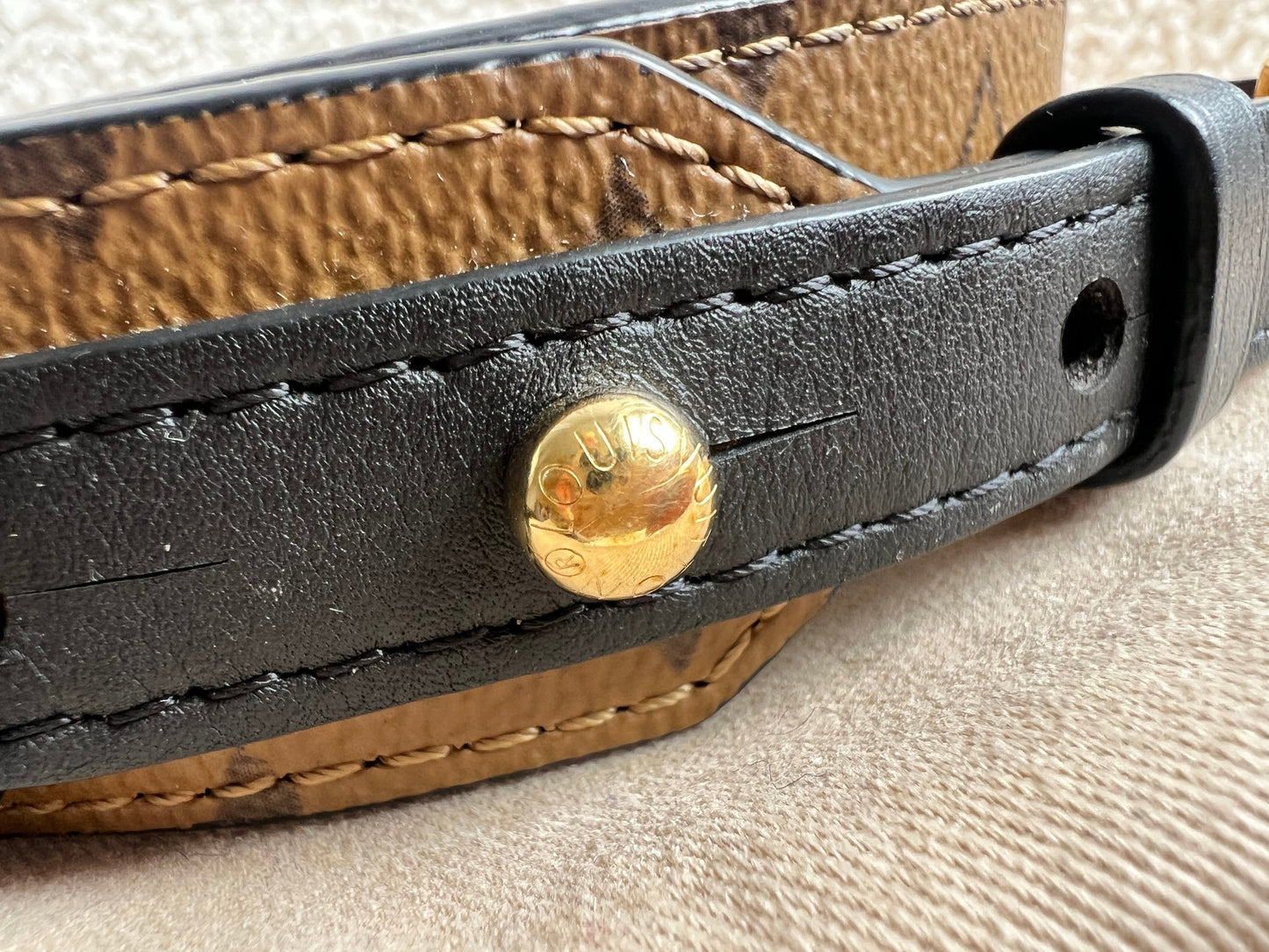 Louis Vuitton Bandouliere XL Reverse Monogram Noir Leather Shoulder Strap