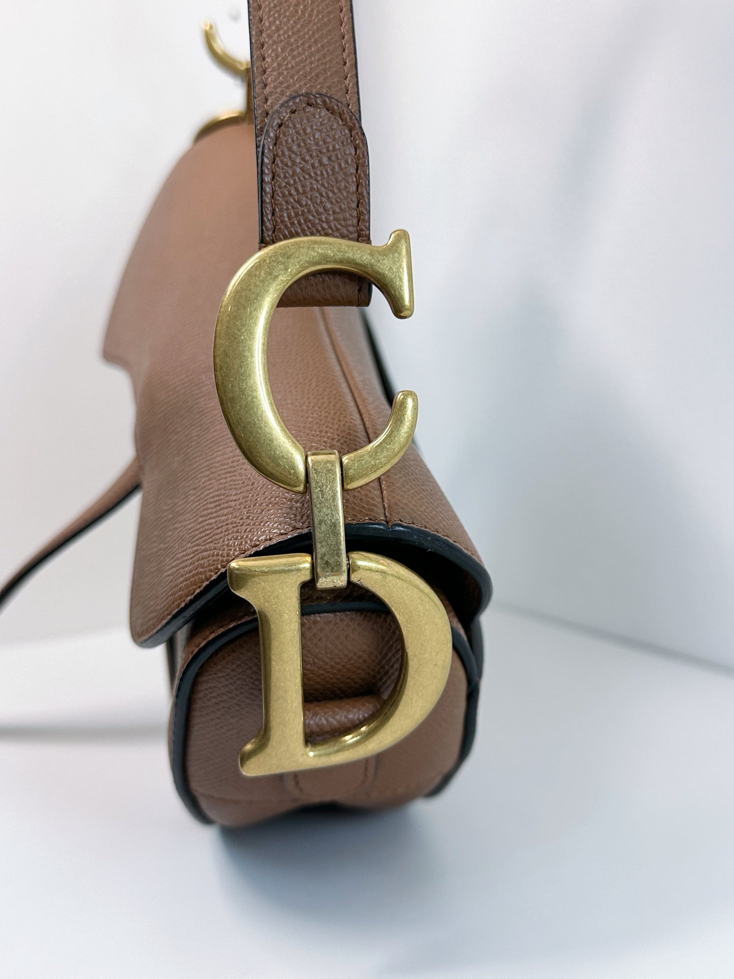 Christian Dior Saddle Bag with Strap Golden Saddle Grained Calfskin 2022 year