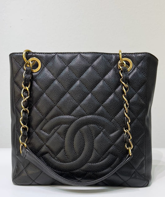 Chanel Caviar Quilted Petit Shopping Tote PST Black