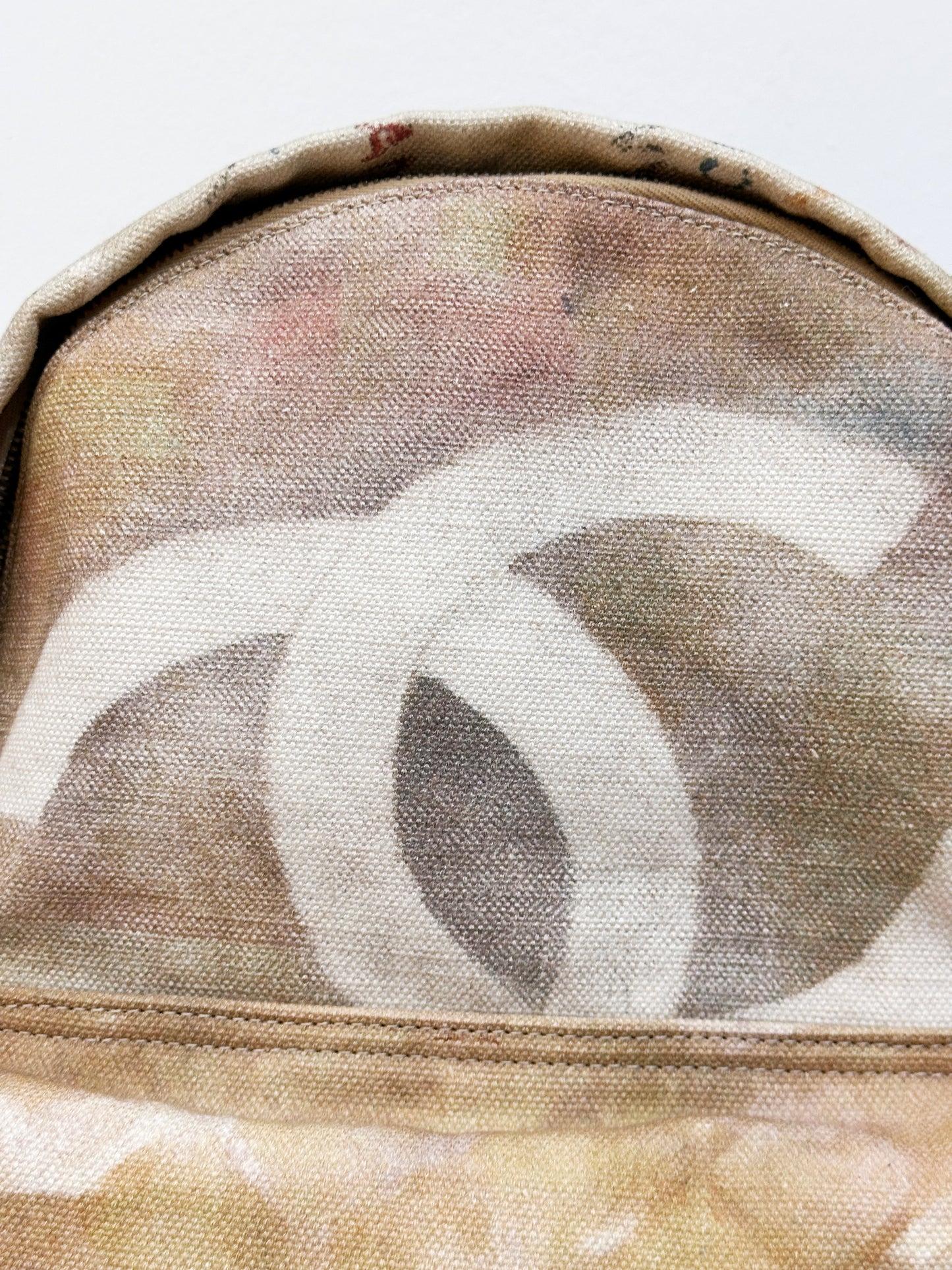 Chanel Graffiti Printed Canvas Medium Backpack Beige 1958 holo card