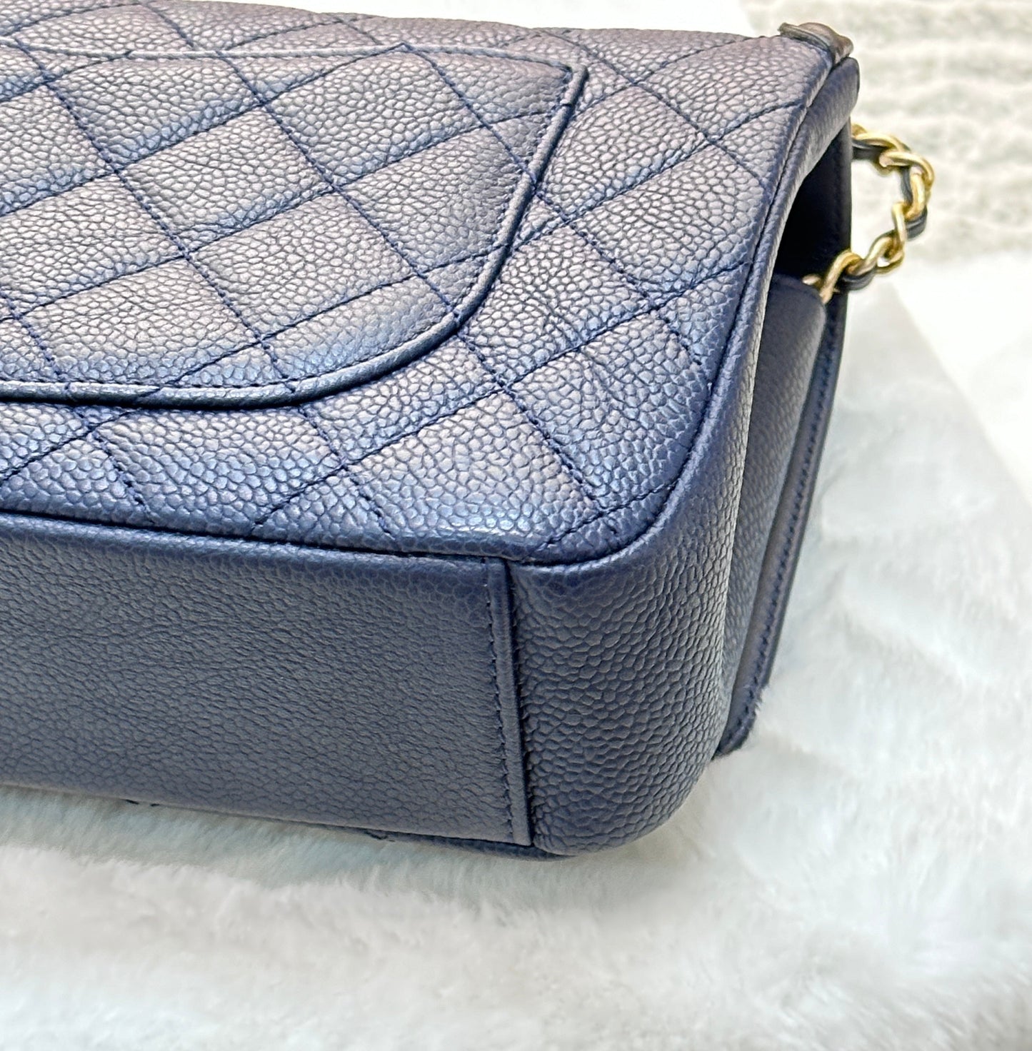 Chanel Caviar Quilted Small CC Filigree Flap Navy Black