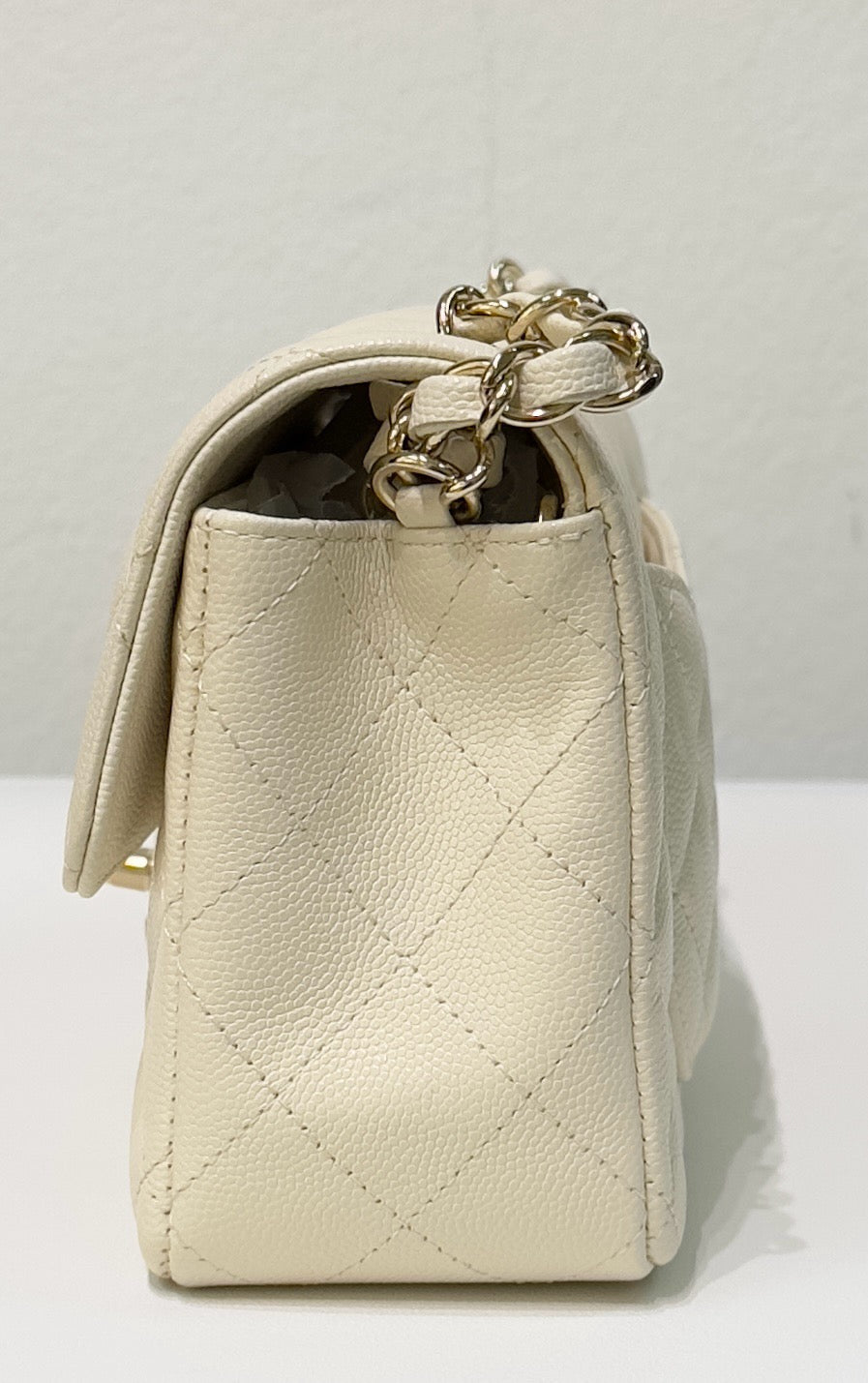 Chanel Mini Rectangle Caviar Ivory 17C GHW