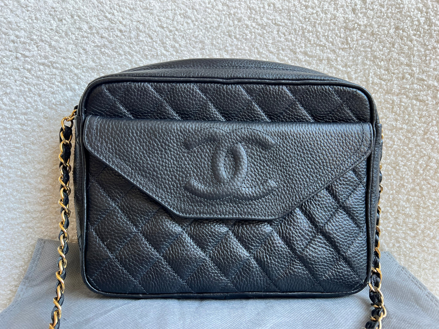 Chanel Vintage Black Caviar Camera Bag
