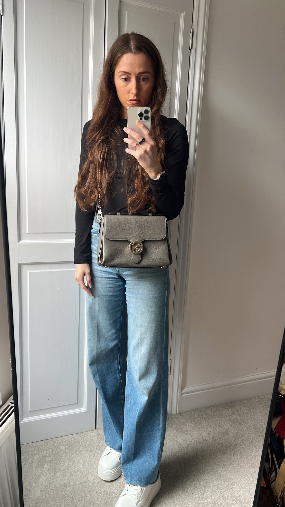 Gucci Interlocking GG Grey Medium Top Handle Bag (RRP £1,150)