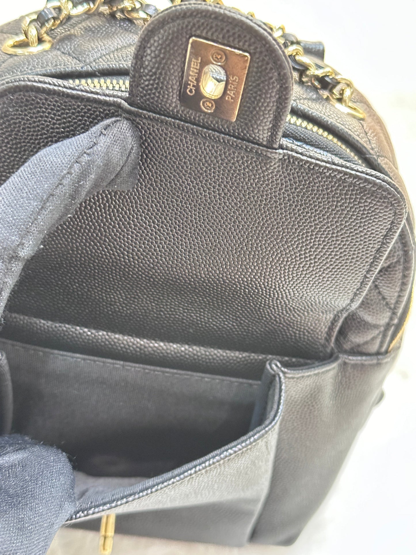 Chanel CC Day Backpack Quilted Caviar Mini