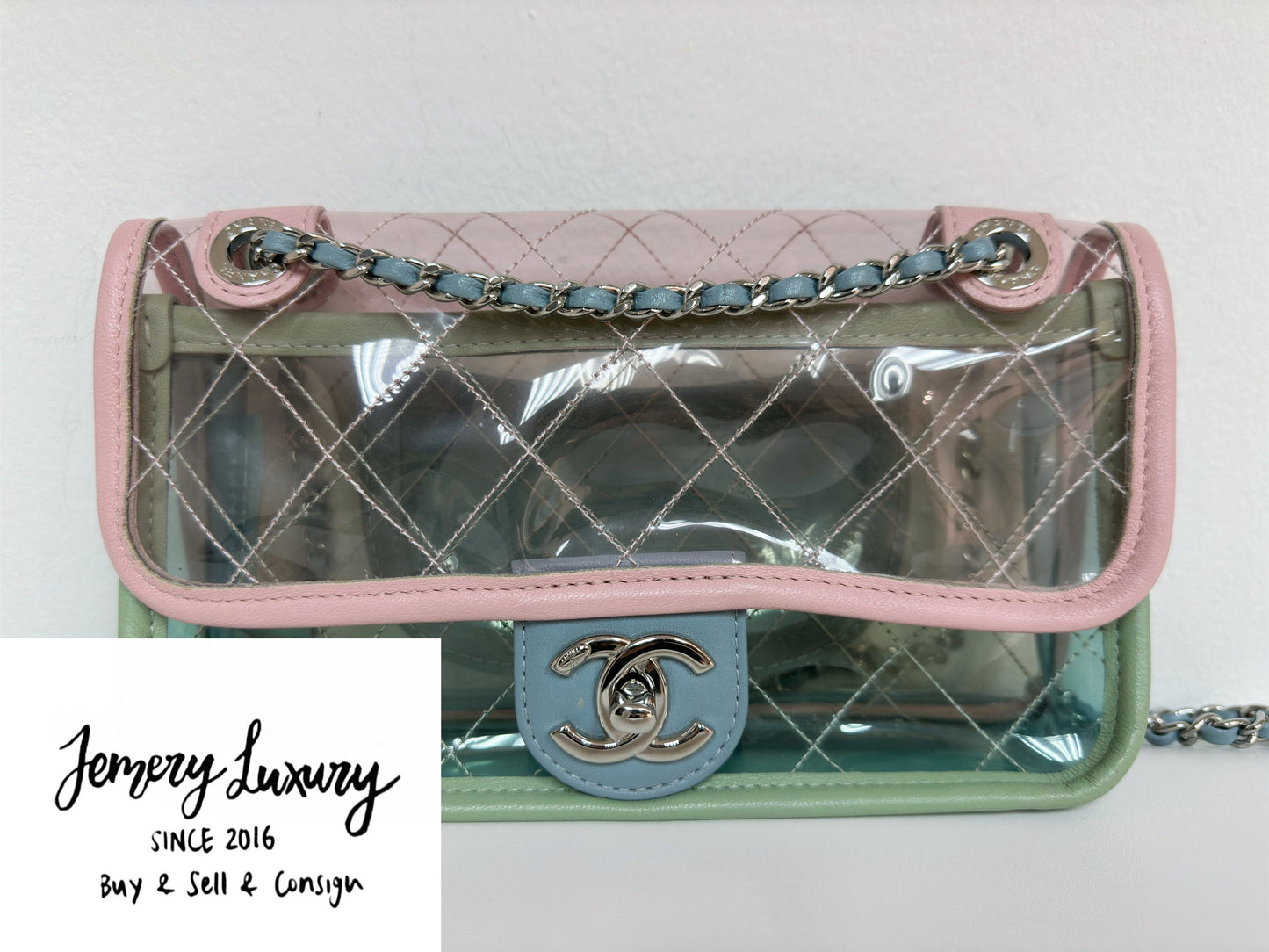Chanel Coco Splash PVC Mini Flap Bag Pink/Blue/Green 2576 holo