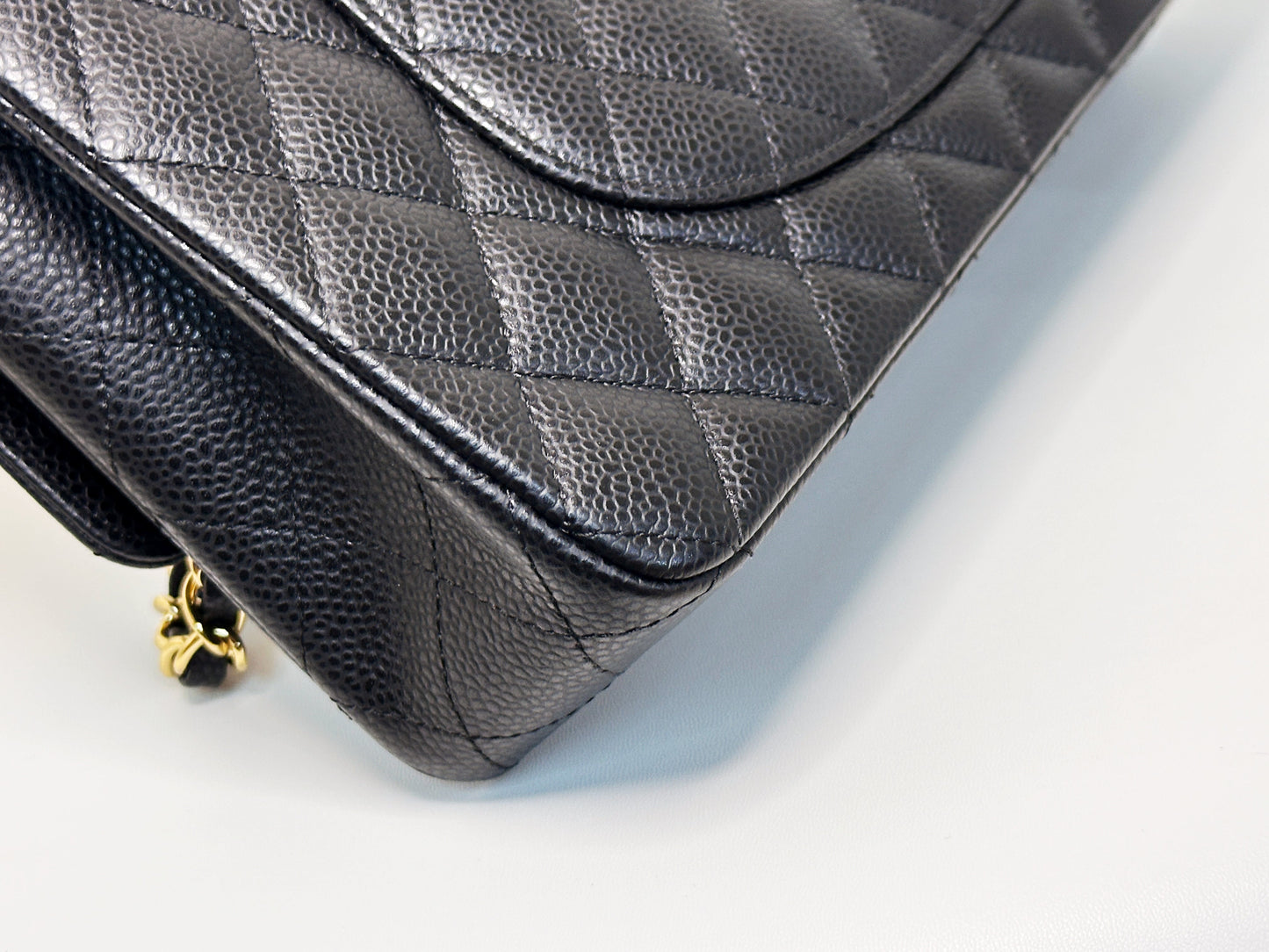 CHANEL Classic Double Flap Medium Shoulder Bag Black Caviar 24k GHW 1125 holo card