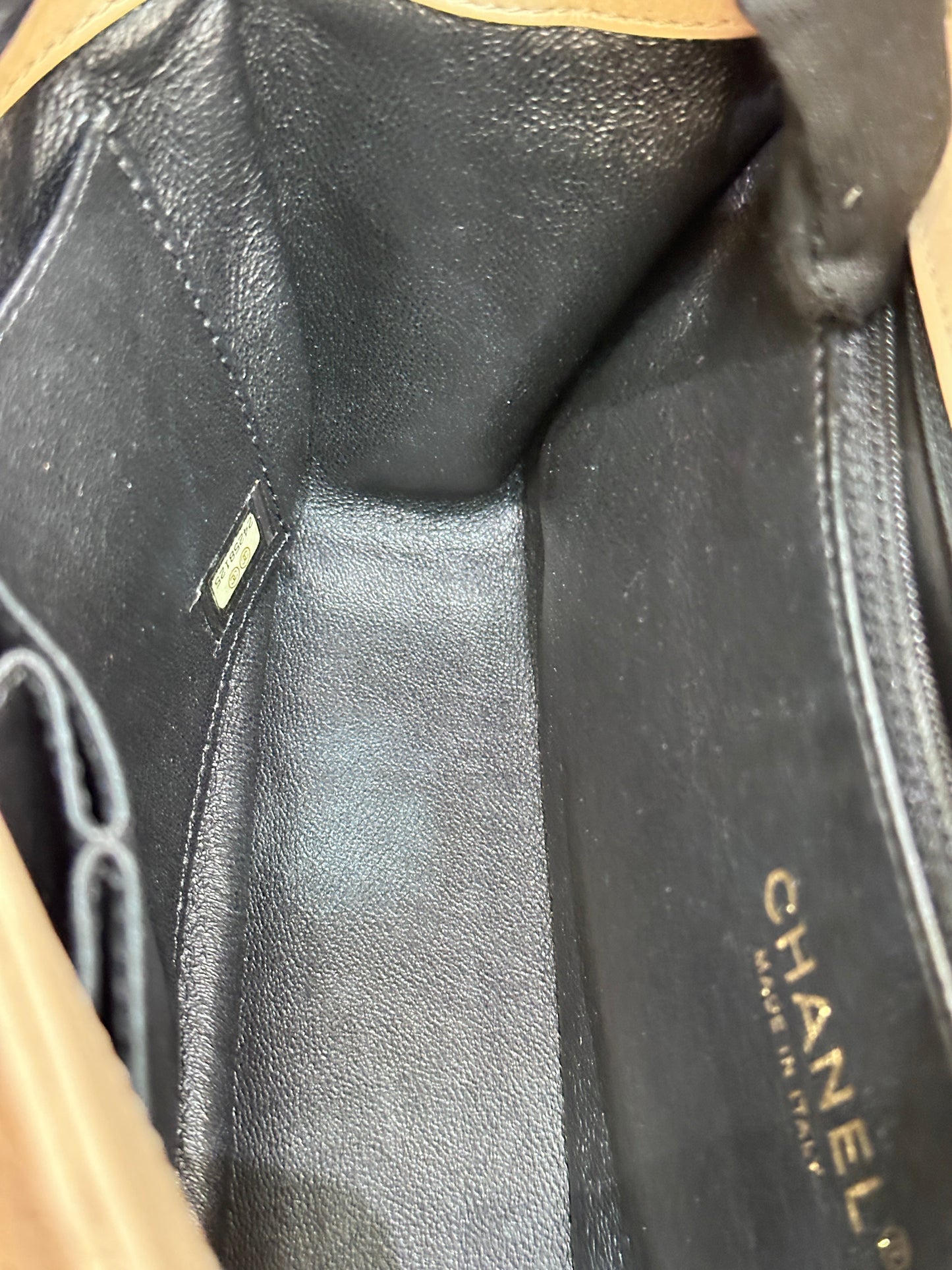 CHANEL Caviar Quilted Medium CC Filigree Flap Beige Black