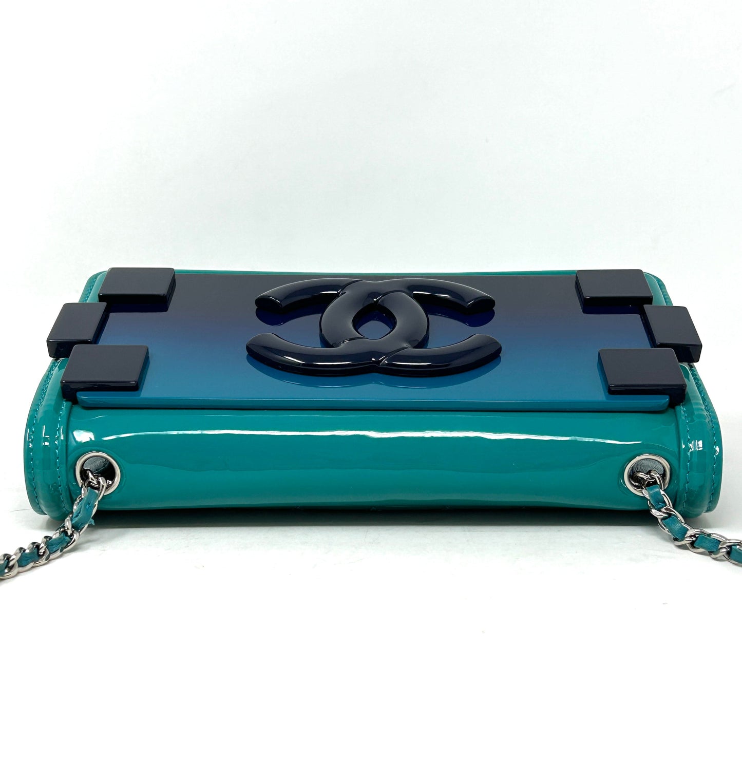 Pre-loved Chanel Lego Boy Brick Turquoise Crossbody Flap Bag