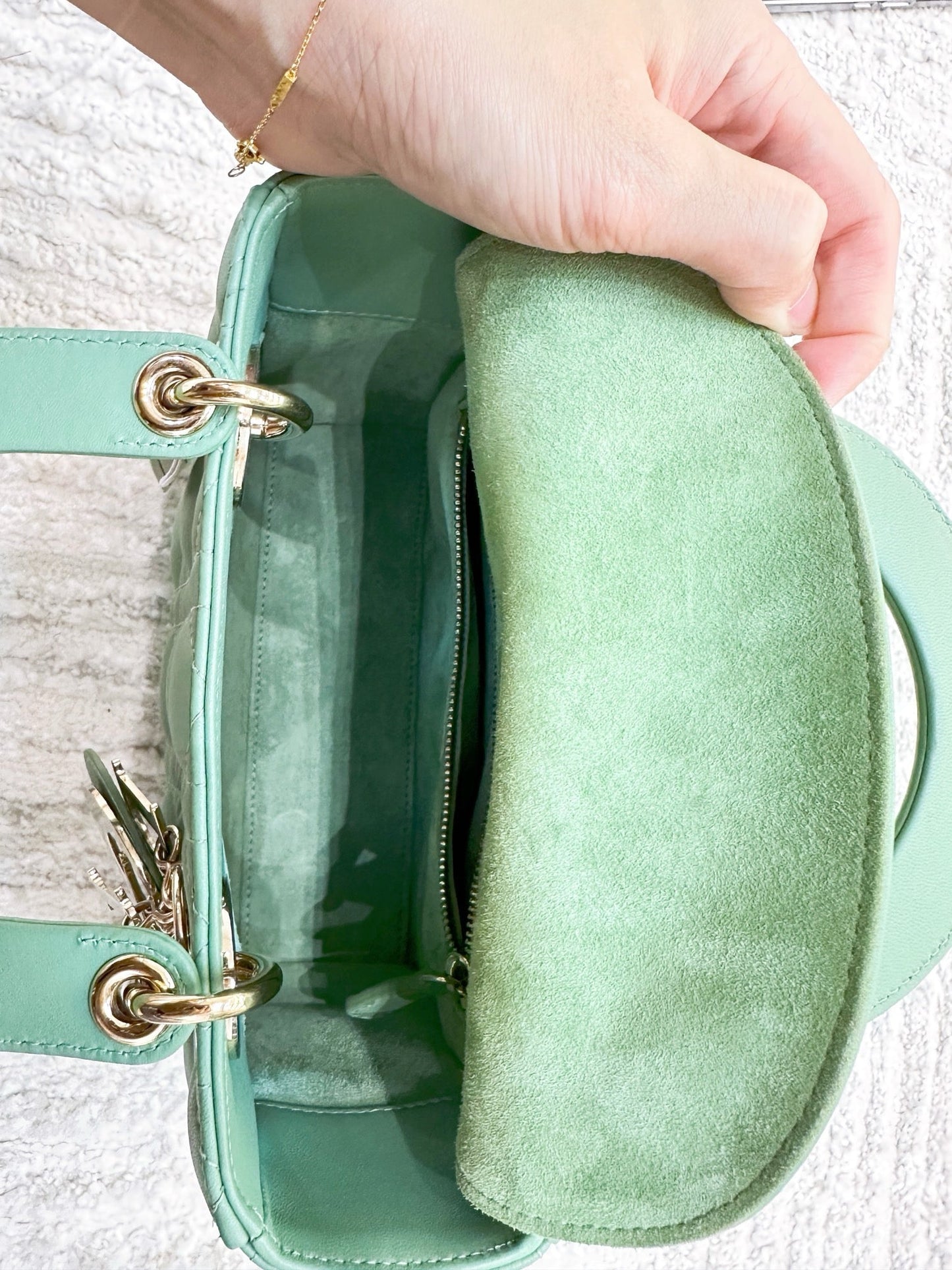 Small Lady Dior My ABCDior Bag Green Cannage Lambskin