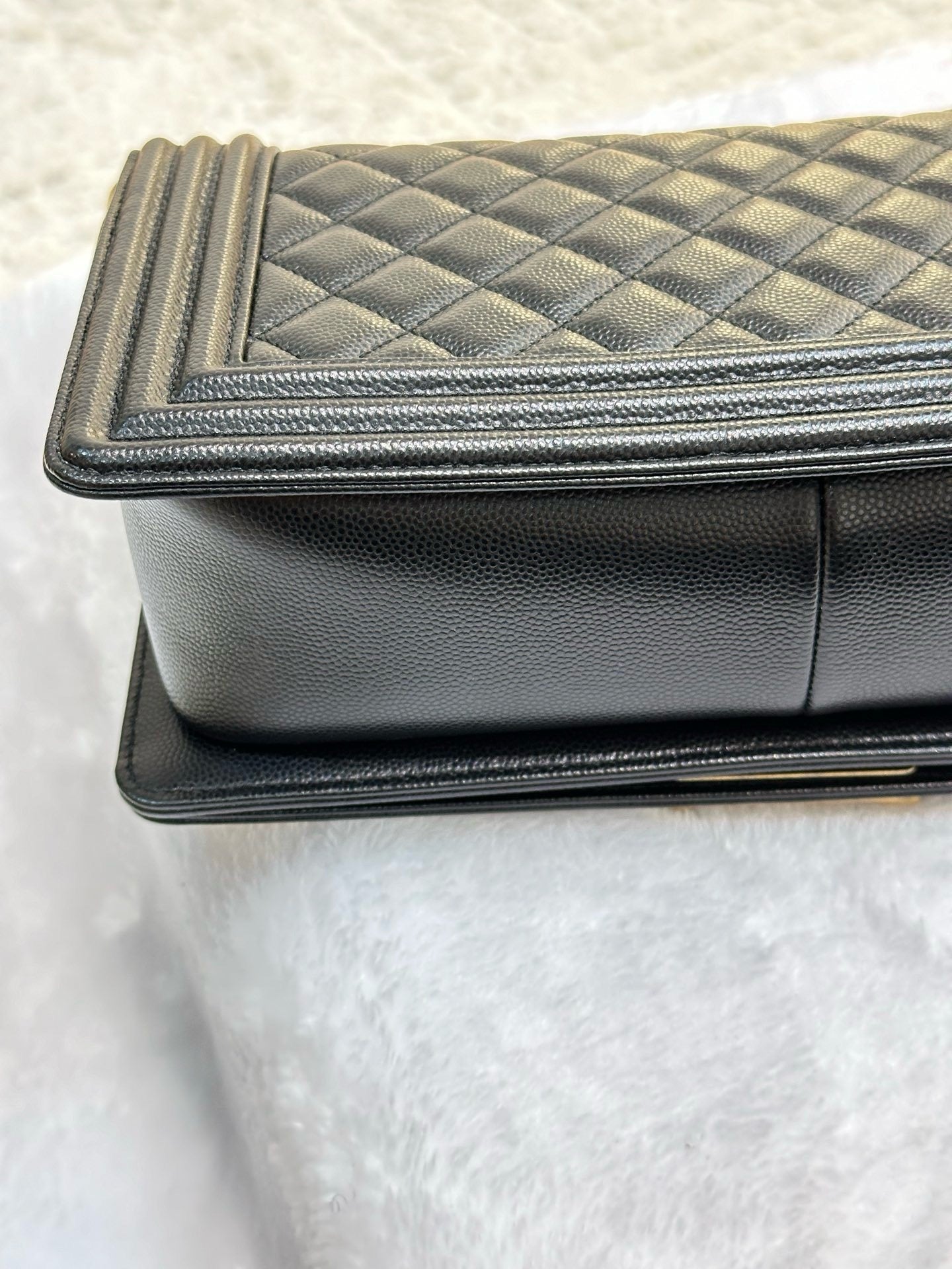 Chanel Medium Caviar LeBoy Bag Black GHW 27 holo card