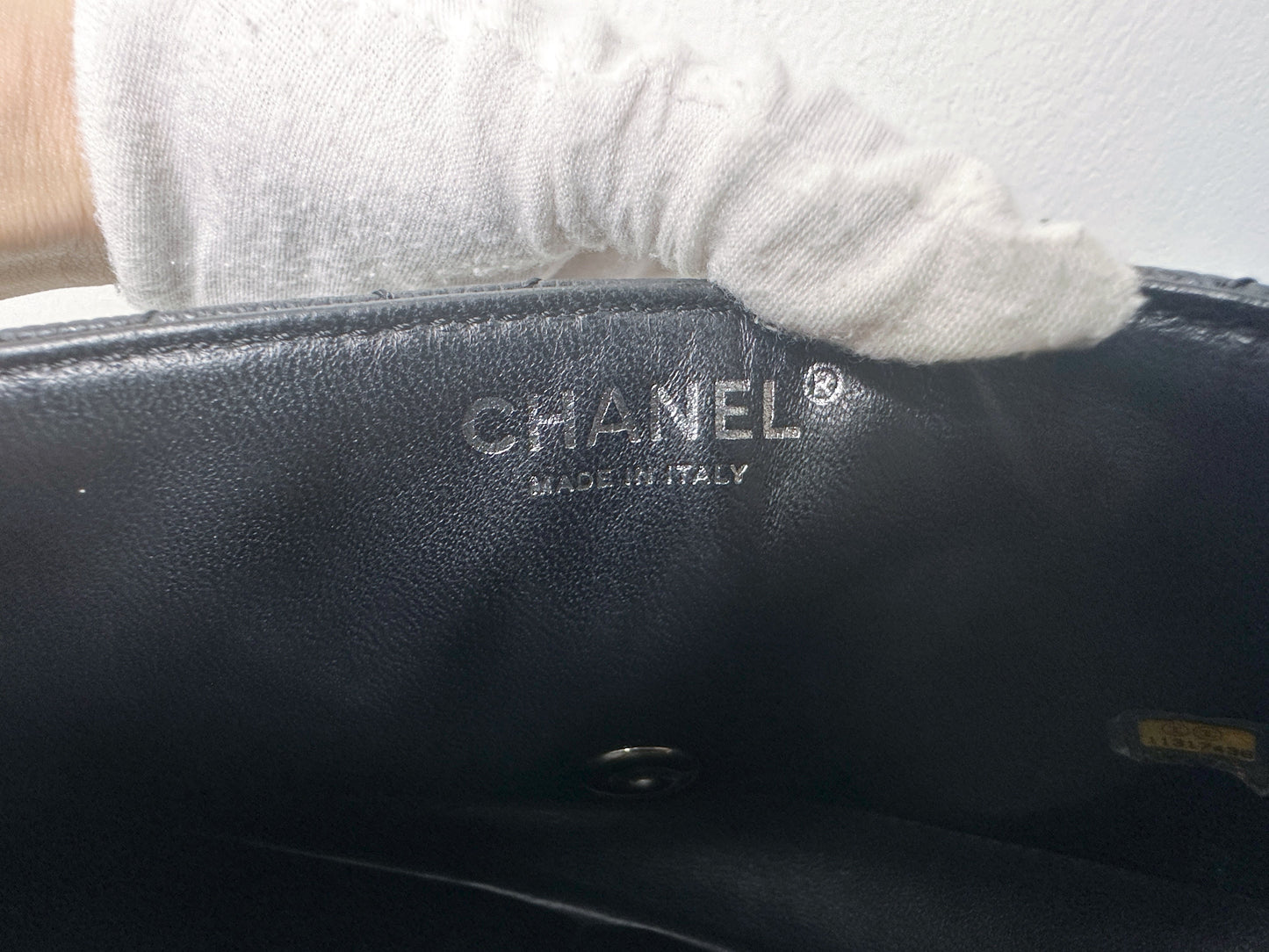 Chanel Caviar East West Flap Bag Black SHW 1131 holo card
