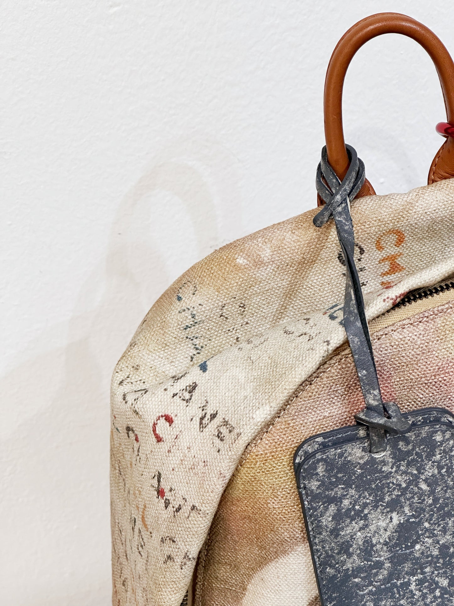 Chanel Graffiti Printed Canvas Medium Backpack Beige 1958 holo card