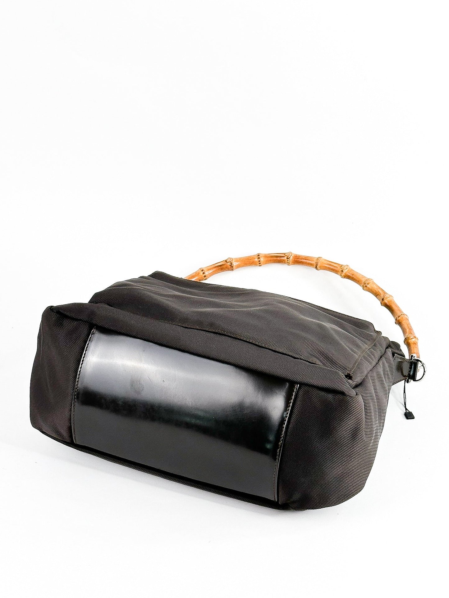 Gucci Brown Nylon & Leather Bamboo Shoulder Bag