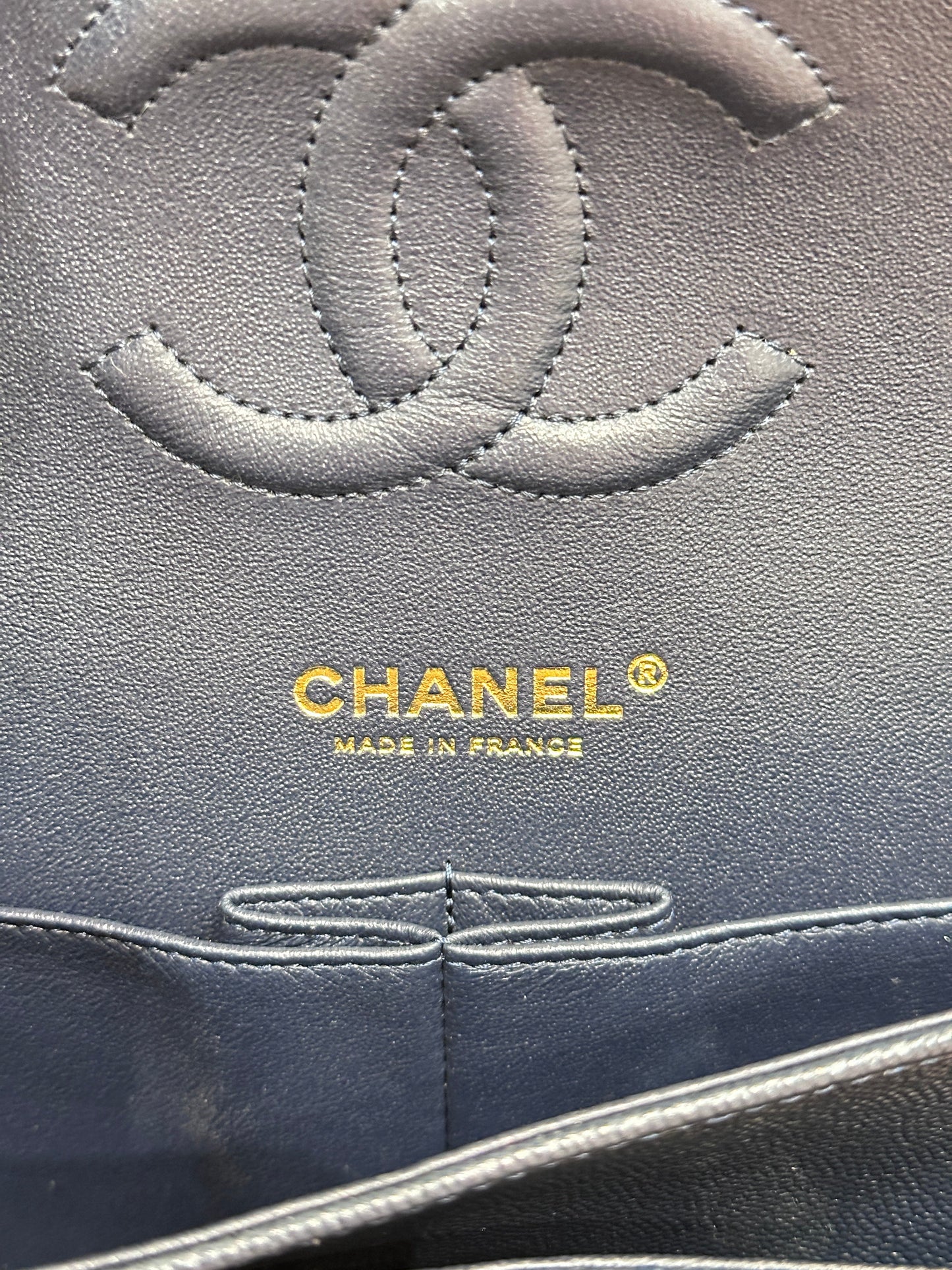 CHANEL Caviar Quilted Medium Double Flap 18B Navy