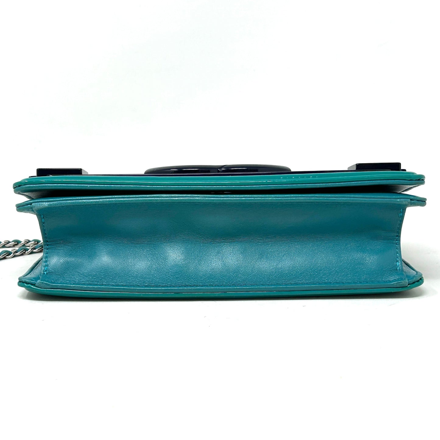 Pre-loved Chanel Lego Boy Brick Turquoise Crossbody Flap Bag