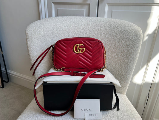Gucci GG Red Marmont Small Shoulder Bag (RRP £1,440)