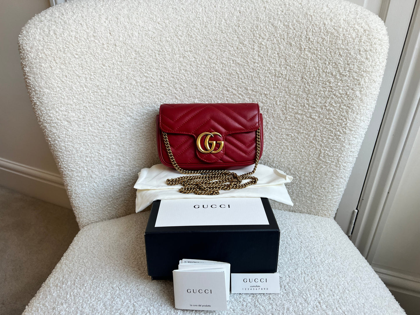 Gucci GG Hibiscus Red Marmont Super Mini Shoulder Bag (RRP £1080)