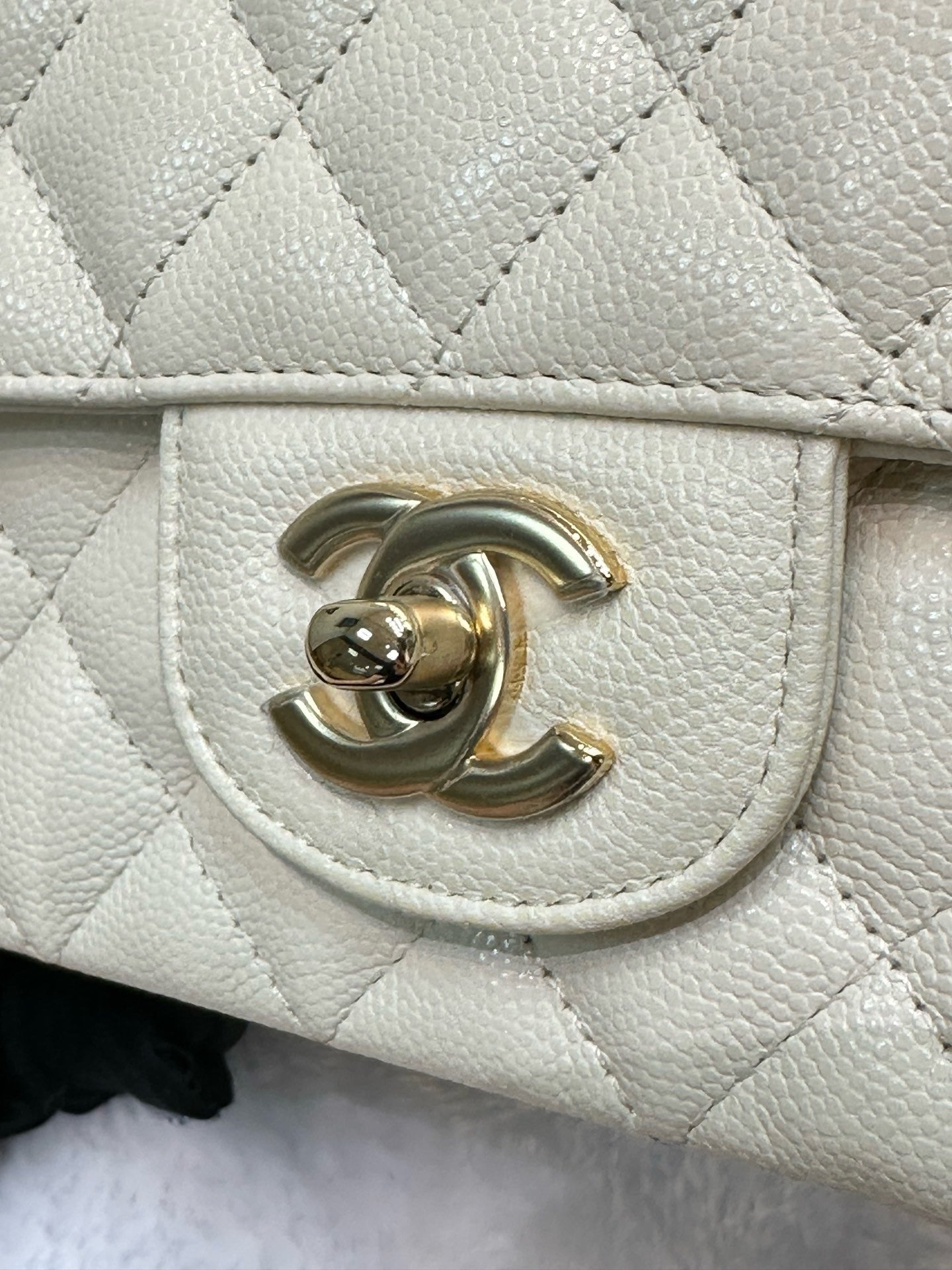 Chanel Mini Rectangle Caviar Ivory 17C GHW
