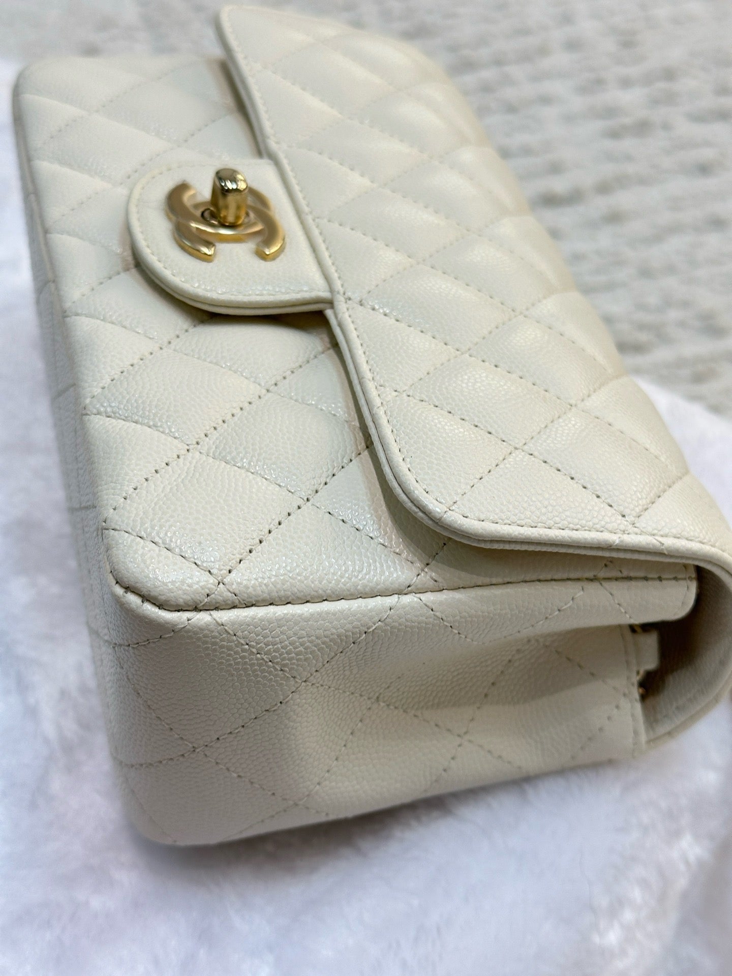 Chanel Mini Rectangle Caviar Ivory 17C GHW