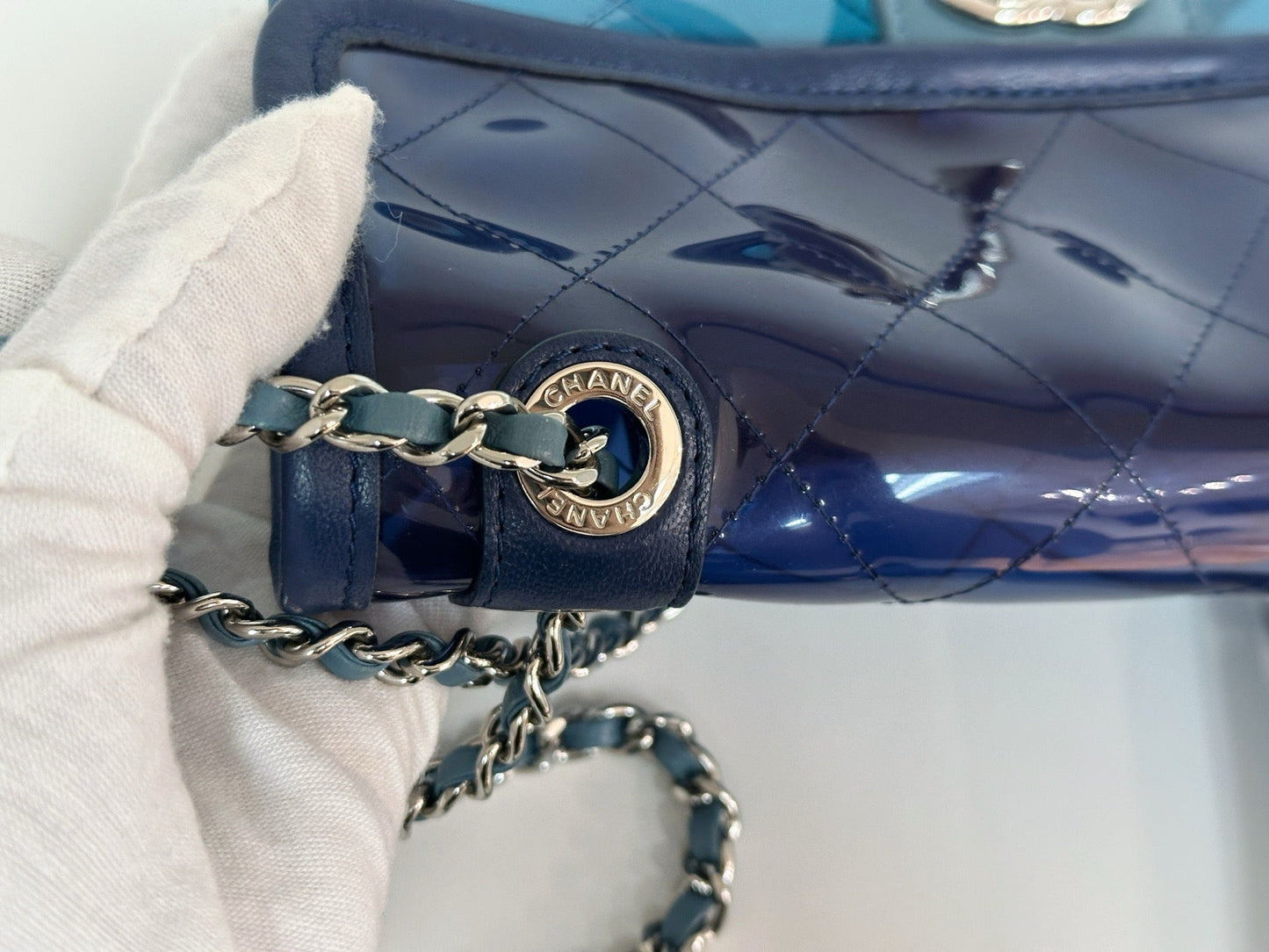 Chanel Blue Coco Splash PVC Small Flap Bag holo 2569