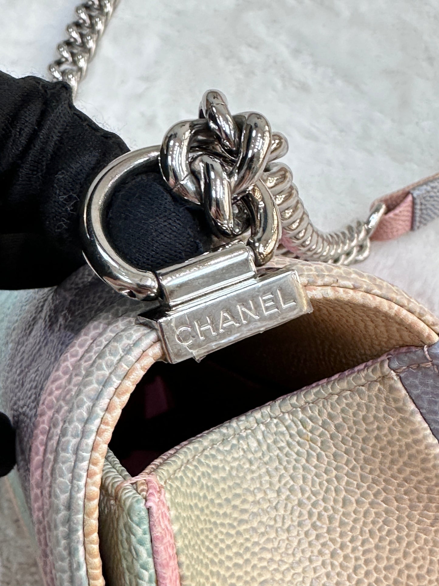 Chanel Rainbow Qulited Caviar LeBoy Bag Medium