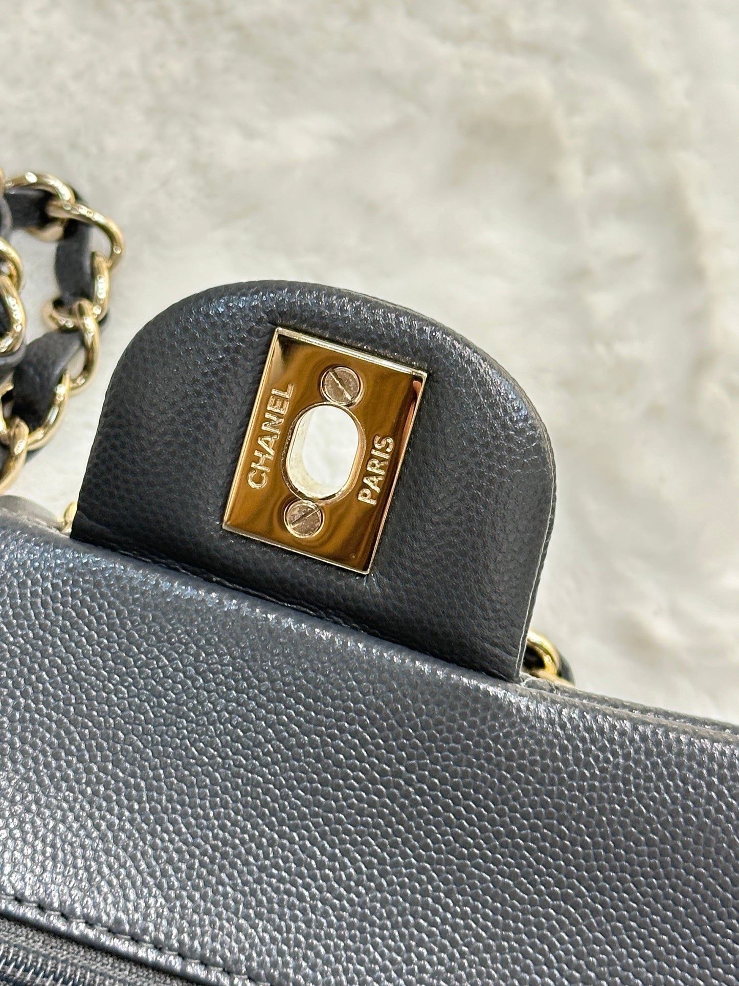CHANEL Caviar Quilted Small Double Flap Dark Grey