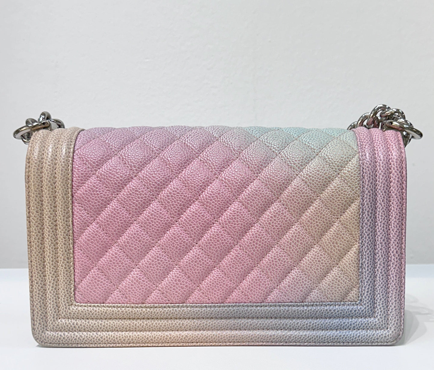 Chanel Rainbow Qulited Caviar LeBoy Bag Medium