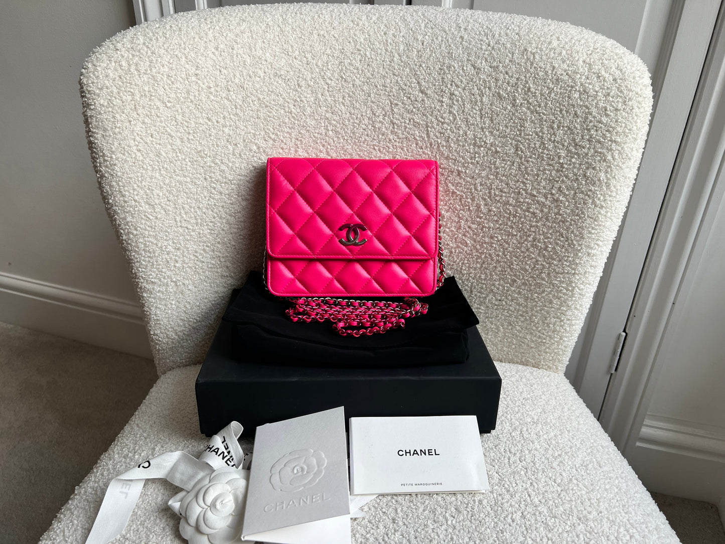 Chanel Quilted Bright Pink Chain Clutch (RRP £3320)