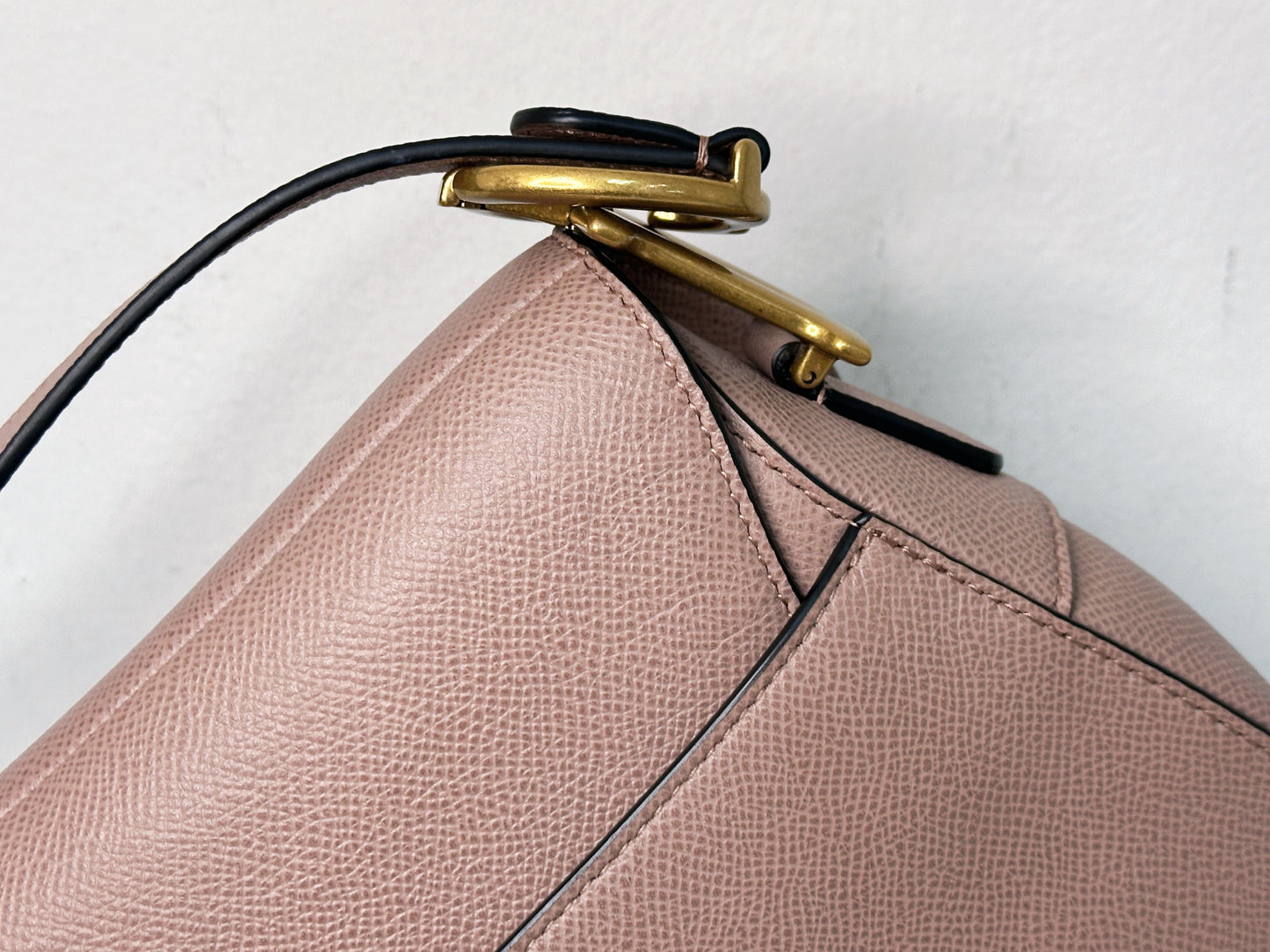 Christian Dior Saddle Bag with Strap Golden Saddle Nude Brush Grained Calfskin 2023 year