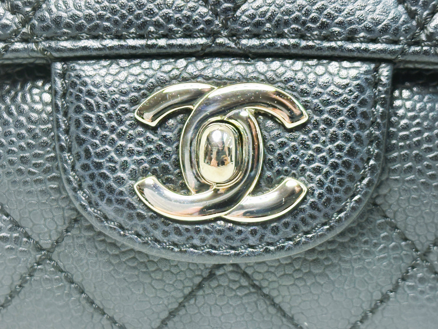 Chanel Caviar East West Flap Bag Black SHW 1131 holo card