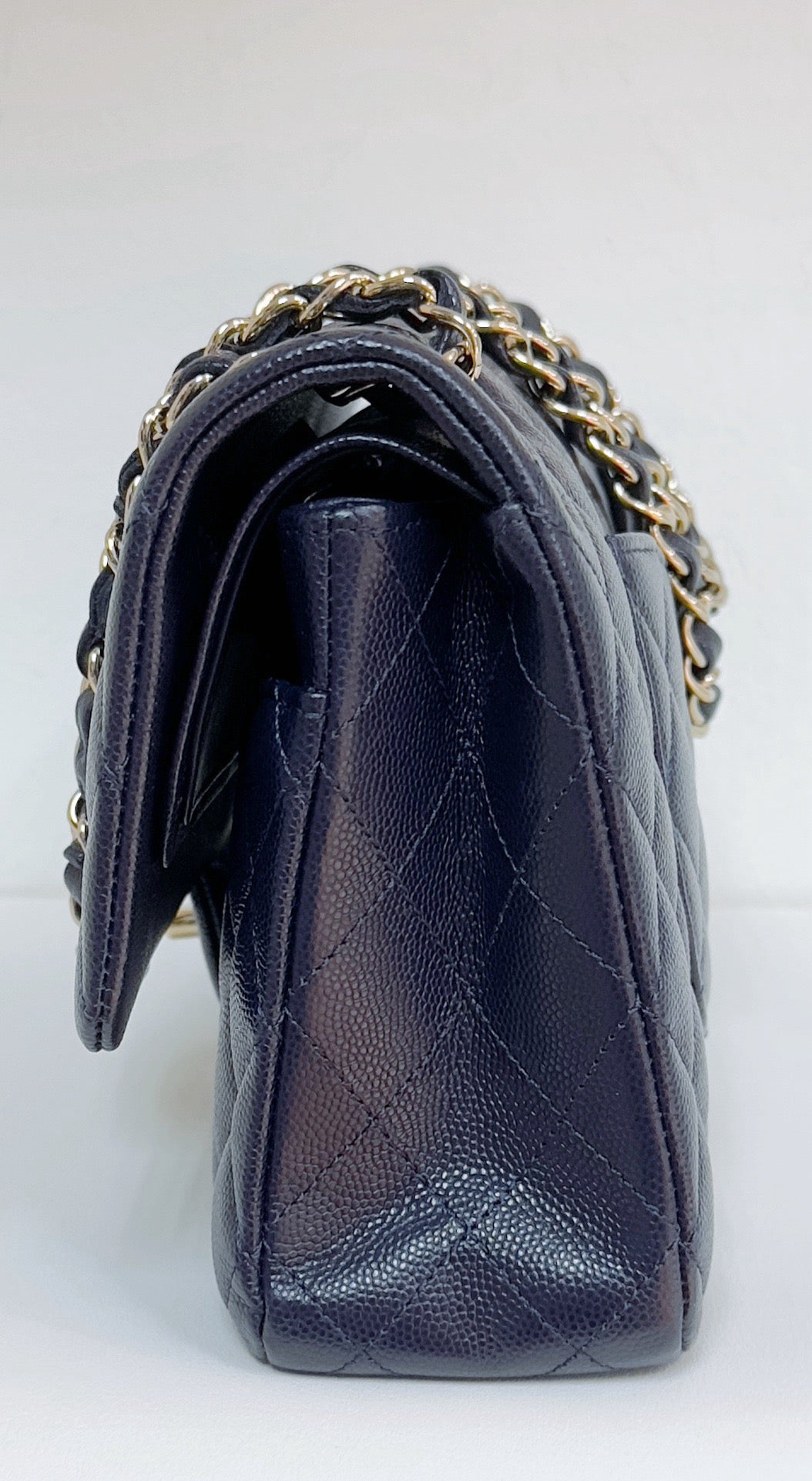 Chanel Medium Classic Caviar Double Flap Navy Blue Bag LSHW  2021year Microchip