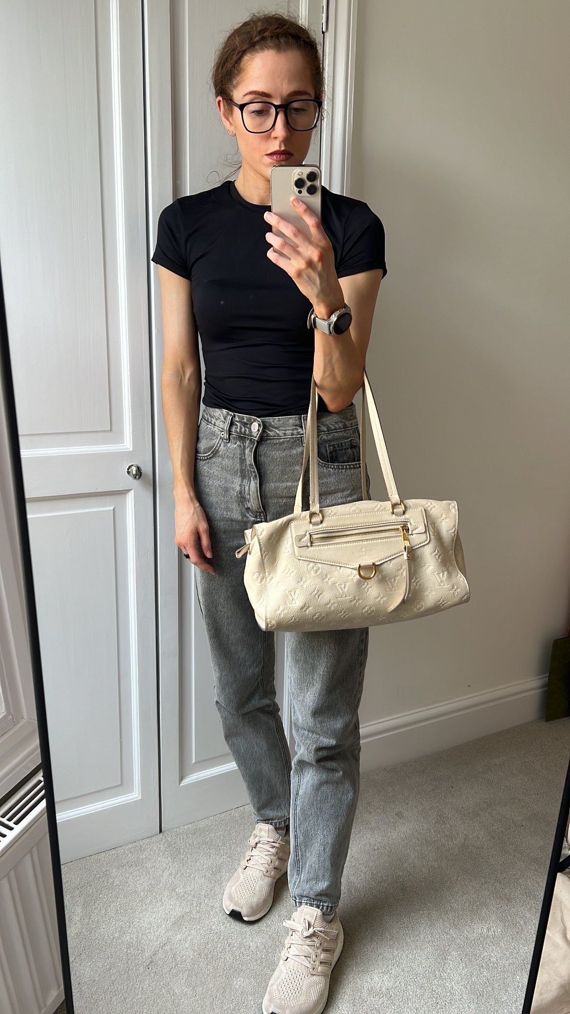 Louis Vuitton Inspiree in Cream Empreinte Leather with gold hardware