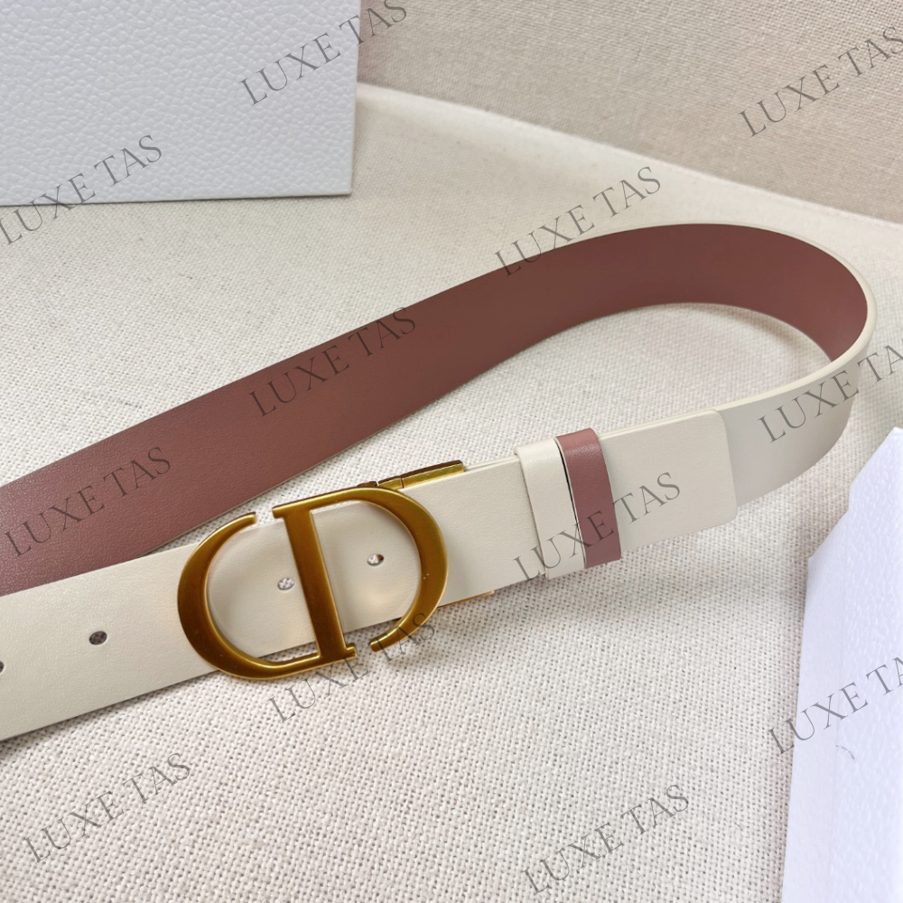35mm Dusty Ivory and Heritage Pink 30 Montaigne Reversible Belt Designer Belts for Women