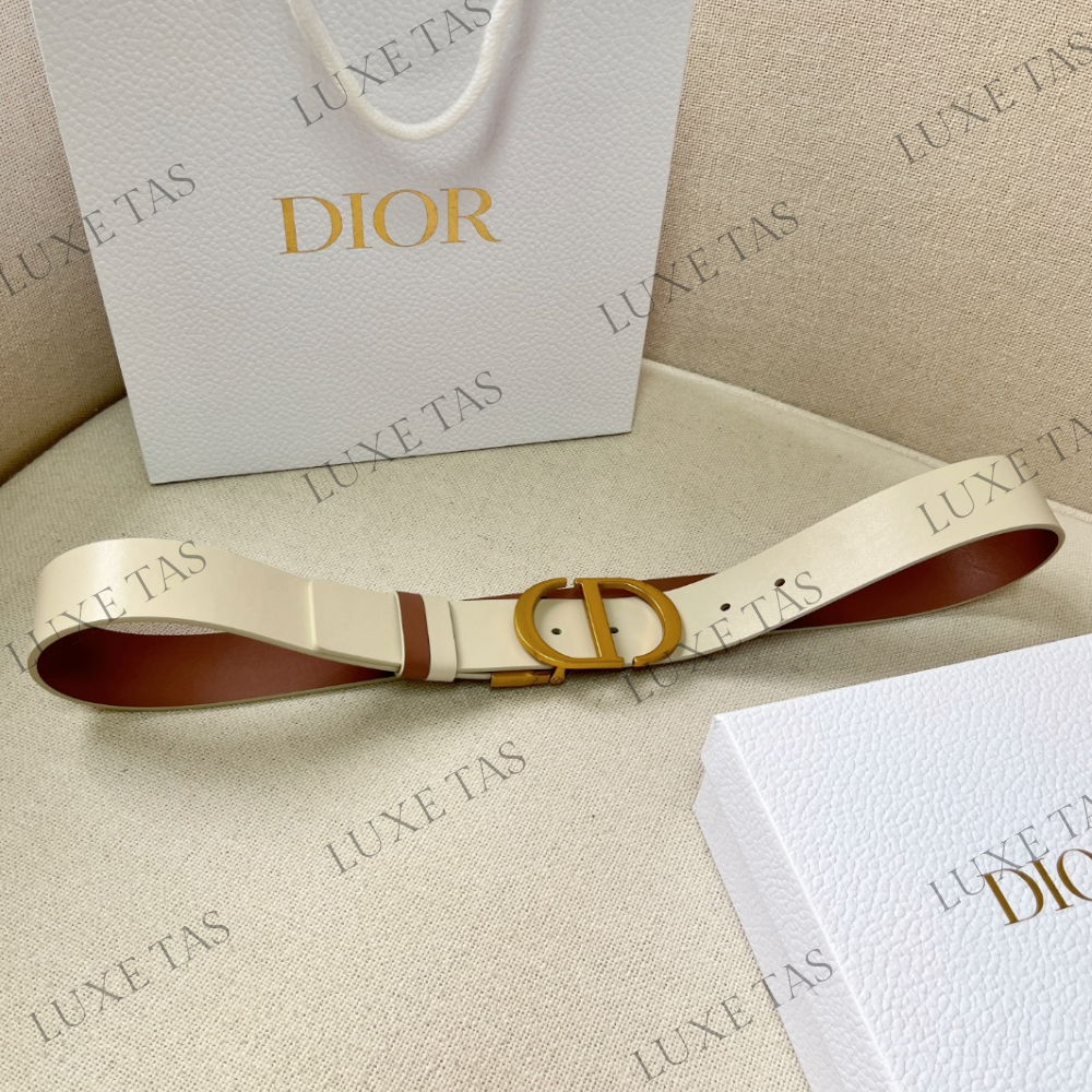 35mm Dusty Ivory and Heritage Pink 30 Montaigne Reversible Belt Designer Belts for Women