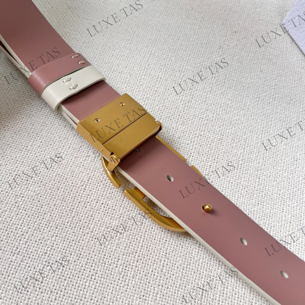 35mm Dusty Ivory and Heritage Pink 30 Montaigne Reversible Belt Designer Belts for Women