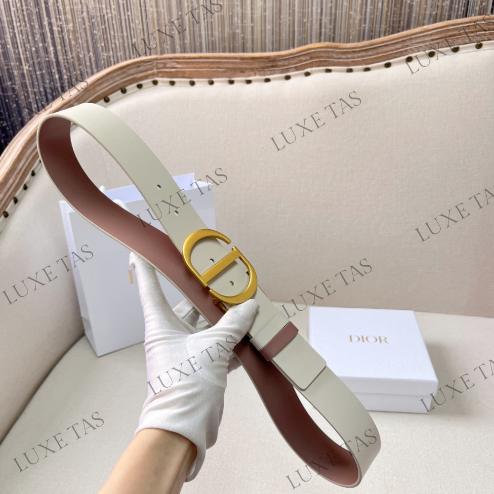35mm Dusty Ivory and Heritage Pink 30 Montaigne Reversible Belt Designer Belts for Women