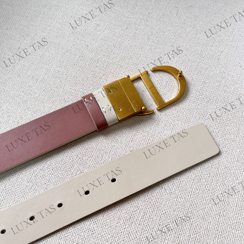 35mm Dusty Ivory and Heritage Pink 30 Montaigne Reversible Belt Designer Belts for Women