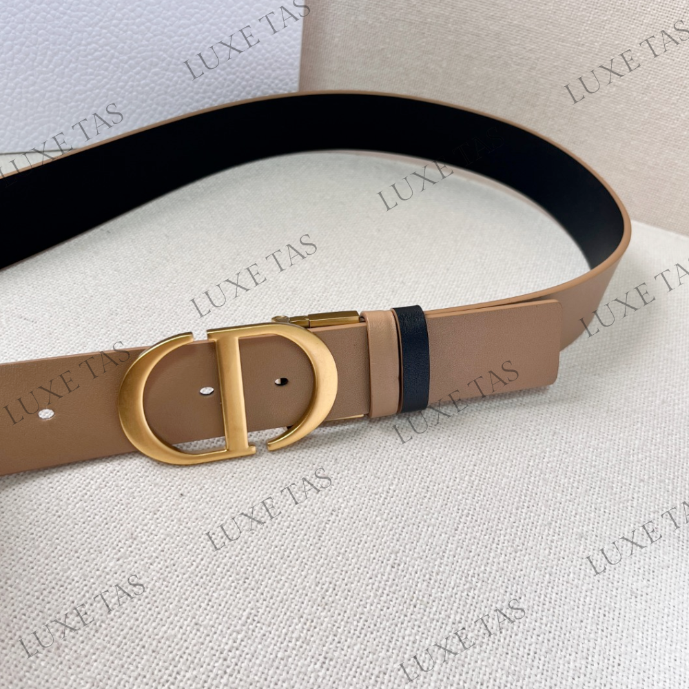 35mm Hazelnut and Black 30 Montaigne Reversible Belt Designer Belts for Women