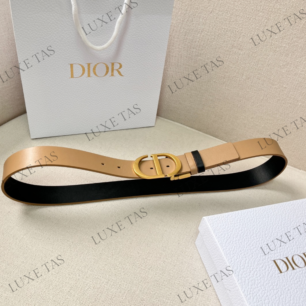 35mm Hazelnut and Black 30 Montaigne Reversible Belt Designer Belts for Women
