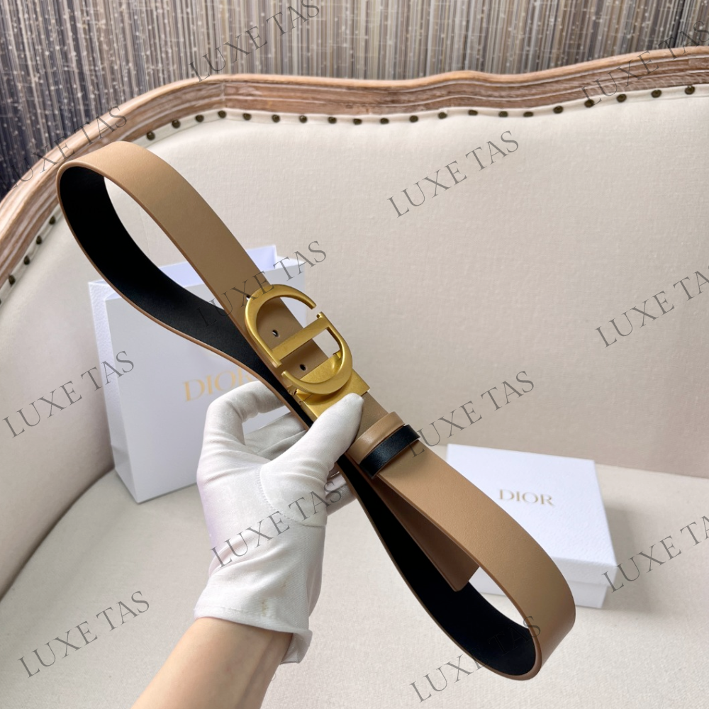 35mm Hazelnut and Black 30 Montaigne Reversible Belt Designer Belts for Women