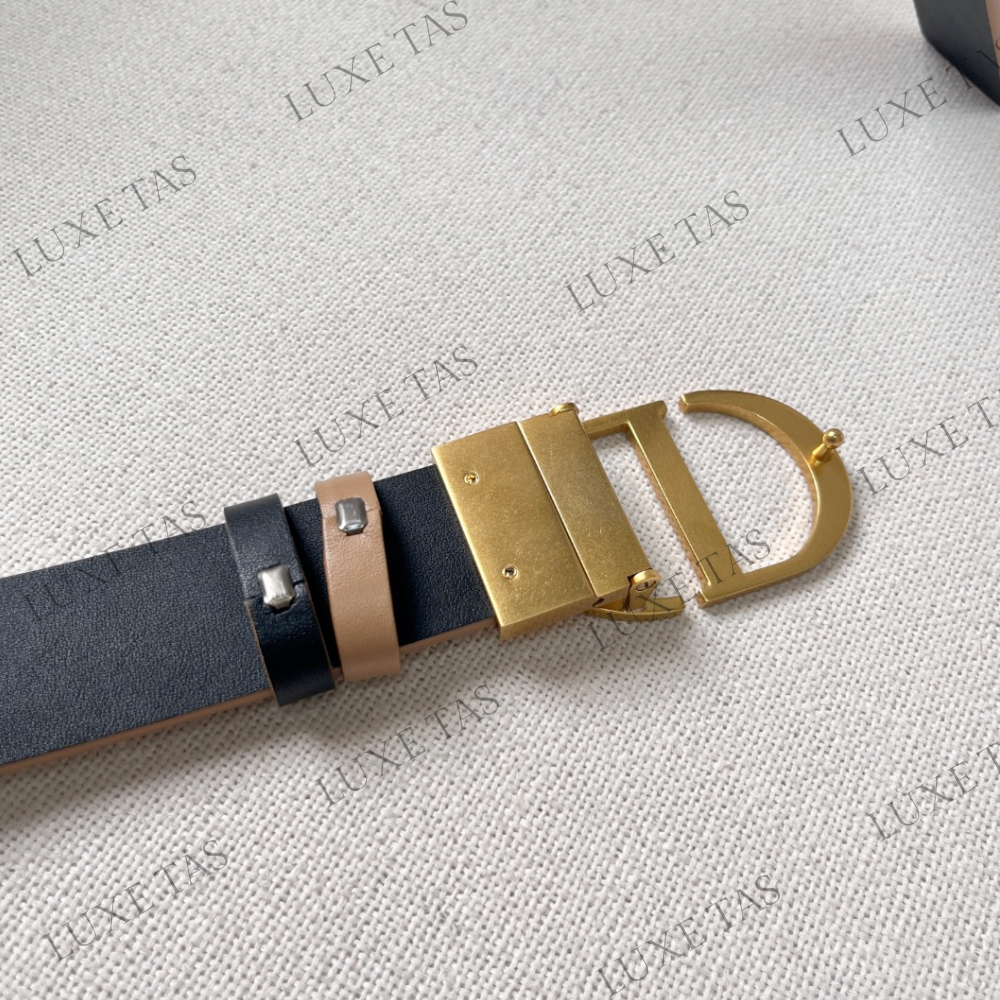 35mm Hazelnut and Black 30 Montaigne Reversible Belt Designer Belts for Women