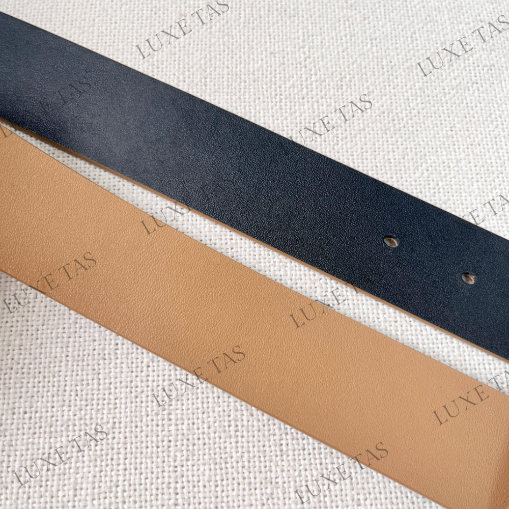 35mm Hazelnut and Black 30 Montaigne Reversible Belt Designer Belts for Women