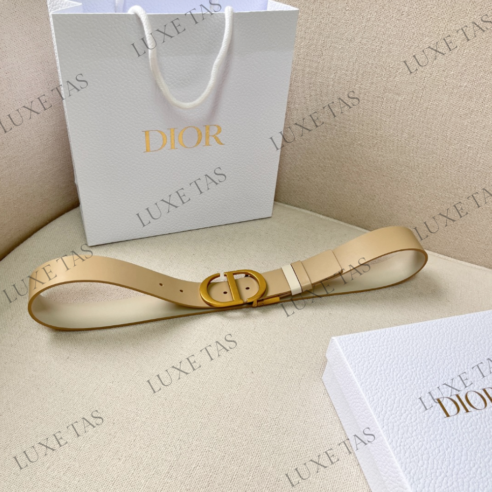 35mm Latte and Beige 30 Montaigne Reversible Belt Designer Belts for Women